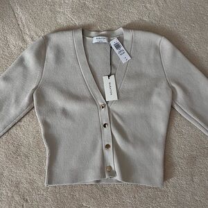Aritzia Beige Button-Up Cardigan